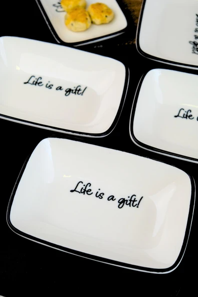 TABAK EVİ Motto Gift Kayık Tabak 4 lü 17x12x3cm - 4