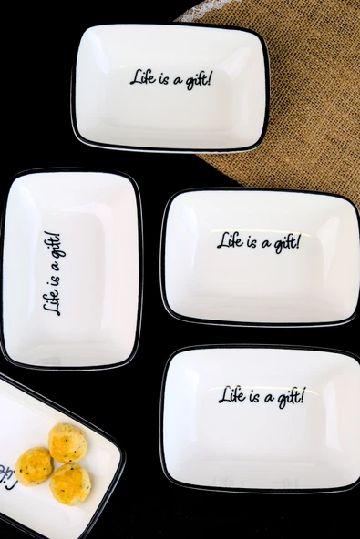 TABAK EVİ Motto Gift Kayık Tabak 4 lü 17x12x3cm