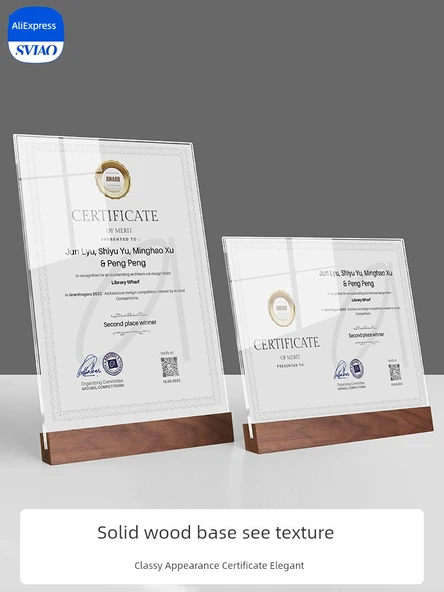 A4 Akrilik Sertifika Çerçevesi - 210x297mm - 2. Nesil Ceviz - Yatay - 2