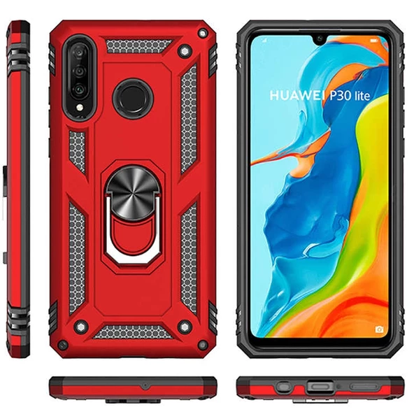 Gpack Huawei P40 Lite E Kılıf Vega Standlı Yüzüklü MıknatıslıNano Glass - Resim 4