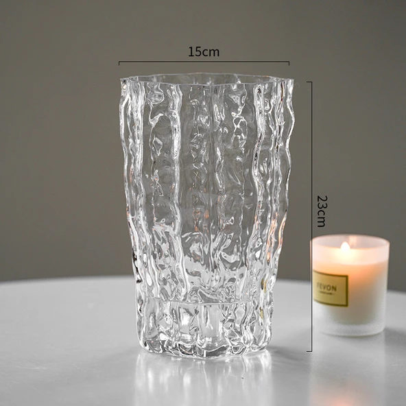 Modern Minimalist Cam Vazo - Buzul Büyük Boy Şeffaf