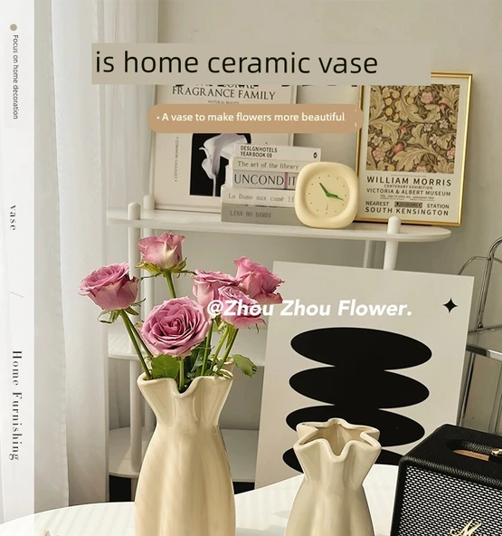 Modern Minimalist Seramik Vazo - Seramik Parlak/Siyah [Katlanır Kağıt Torba] - 7