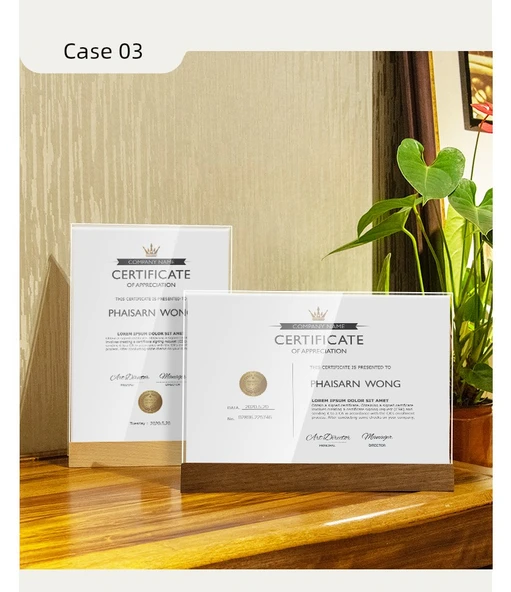A4 Akrilik Sertifika Çerçevesi - 210x297mm - 2. Nesil Ceviz - Yatay - 11