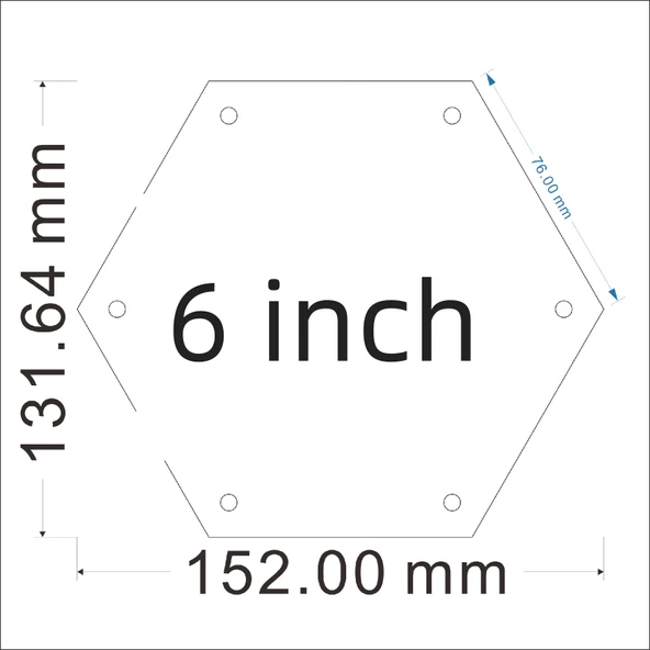 Akrilik Altıgen Manyetik Fotoğraf Çerçevesi - 16 inç (40.6cm) - (2+2)mm Kalınlık - 8