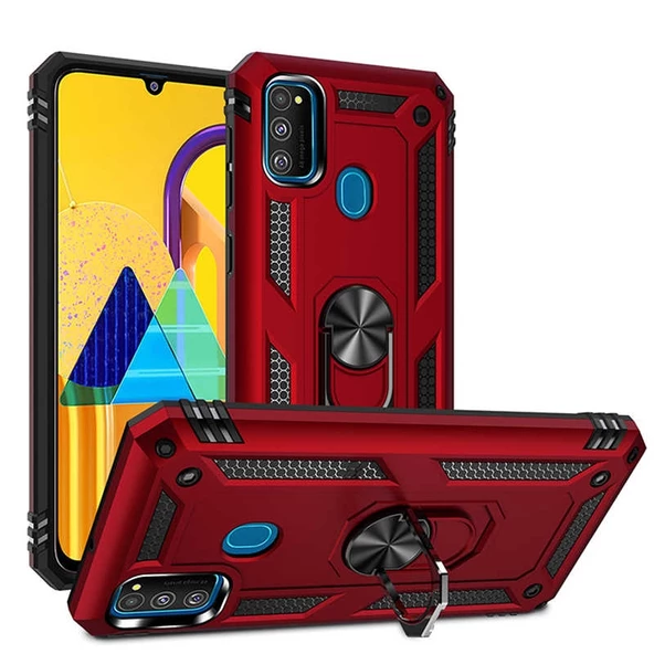 Gpack Samsung Galaxy A21s Kılıf Tank Koruma Vega Standlı Yüzüklü Mıknatıslı - Resim 3