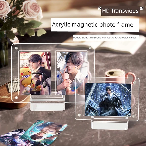 Manyetik Mini Kamyon Akrilik Fotoğraf Kartı Standı - 2 Bölmeli + Yuvalı Taban - 3