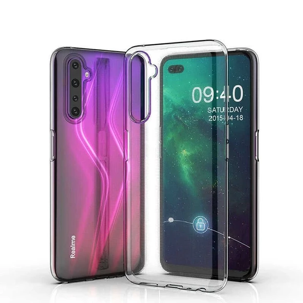 Gpack Realme 6 Pro Kılıf Süper Silikon Yumuşak Arka KorumaNano Glass