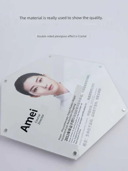 Akrilik Altıgen Manyetik Fotoğraf Çerçevesi - 16 inç (40.6cm) - (2+2)mm Kalınlık - 4