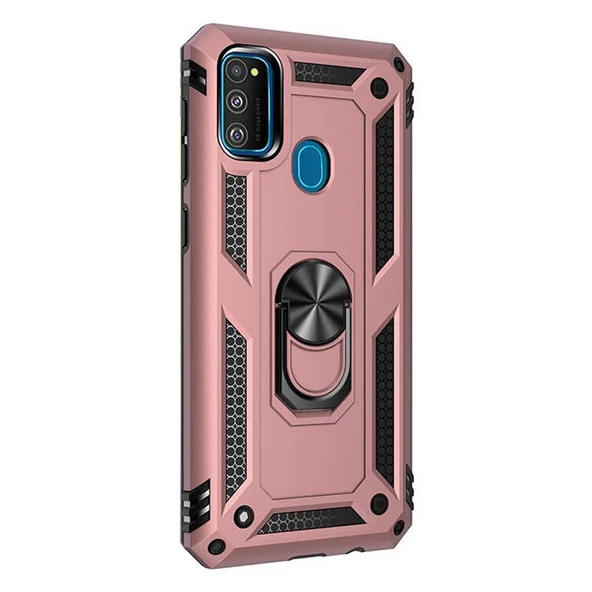 Gpack Samsung Galaxy A21s Kılıf Tank Koruma Vega Standlı Yüzüklü Mıknatıslı