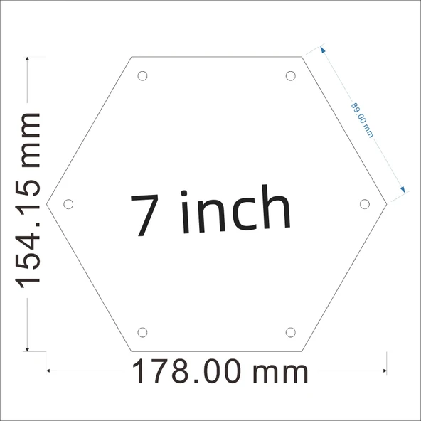 Akrilik Altıgen Manyetik Fotoğraf Çerçevesi - 16 inç (40.6cm) - (2+2)mm Kalınlık - 9