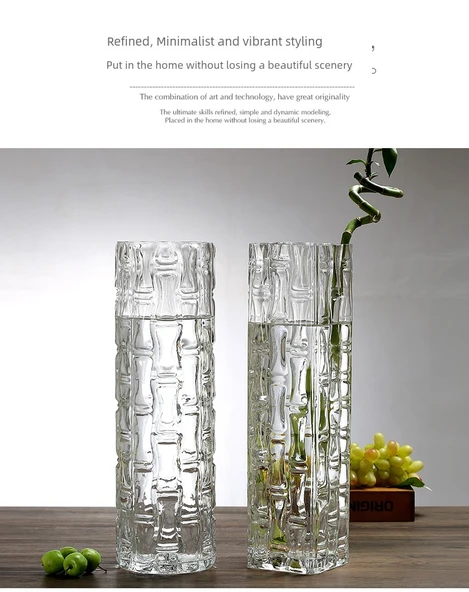 İskandinav Cam Vazo - Bambu Desenli - 1540 (Sınıf I) - Resim 7