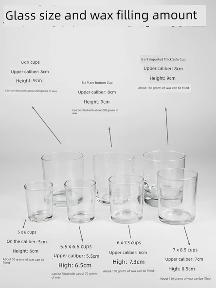 300ml Büyük Boy Cam Mum Kabı - Parlak Kahverengi Bardak 8 x 9cm 300ml - 4