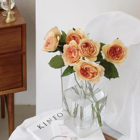 Akrilik Çiçek Tüpü - Büyük Boy Yuvarlak Yüksek Şeffaf - 38cm - Resim 9