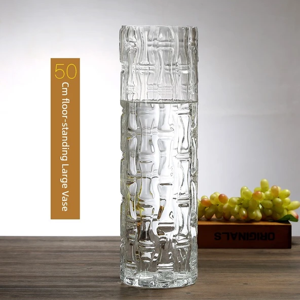 İskandinav Cam Vazo - Bambu Desenli - 1540 (Sınıf I) - Resim 3