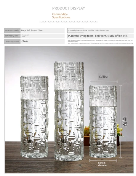 İskandinav Cam Vazo - Bambu Desenli - 1540 (Sınıf I) - Resim 9