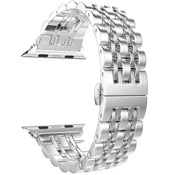 Gpack Apple Watch 3 4 5 42mm Kordon Çift Renk Metal Kordon Çıtçıtlı KRD 14 - Resim 4