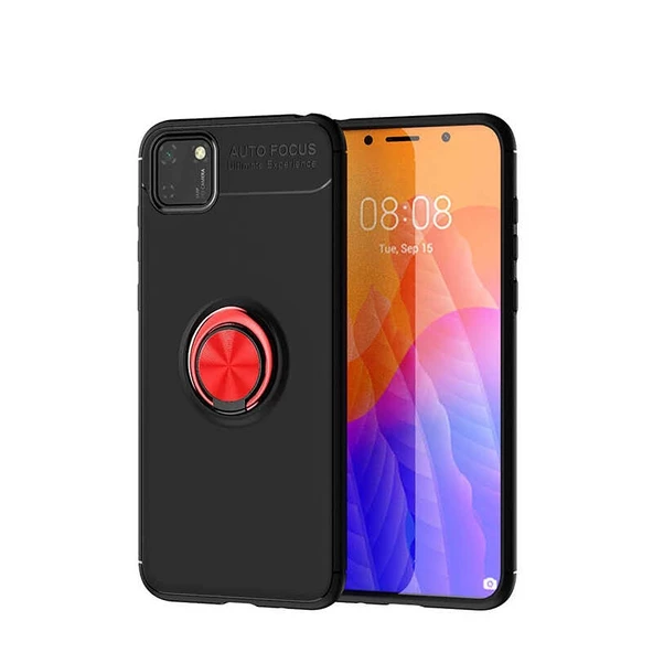 Gpack Huawei Y5P Kılıf Ravel Silikon Yüzüklü MıknatıslıNano Glass