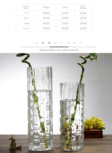 İskandinav Cam Vazo - Bambu Desenli - 1540 (Sınıf I) - Resim 10