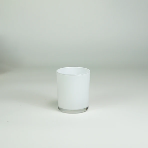 300ml Büyük Boy Cam Mum Kabı - İç Beyaz Bardak 6 x 7.3cm 150ml