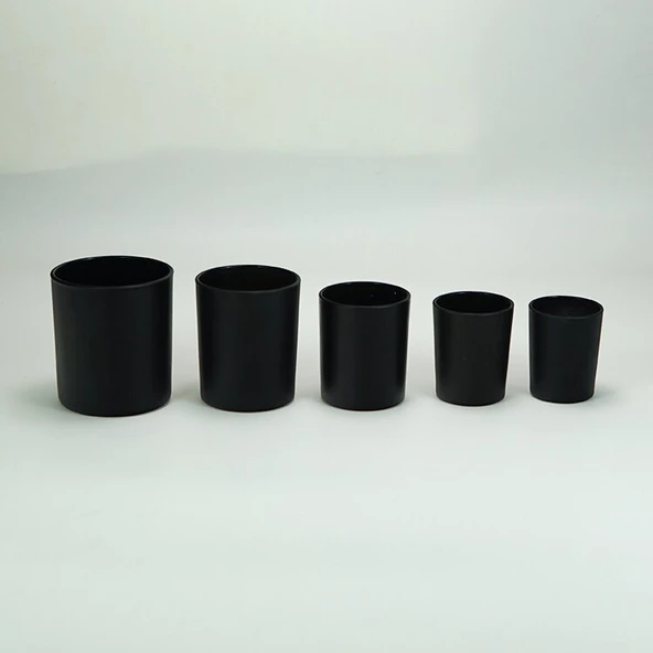 300ml Büyük Boy Cam Mum Kabı - İç Beyaz Bardak 6 x 7.3cm 150ml - 6