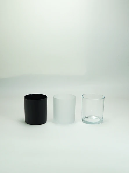 300ml Büyük Boy Cam Mum Kabı - İç Beyaz Bardak 6 x 7.3cm 150ml - 3