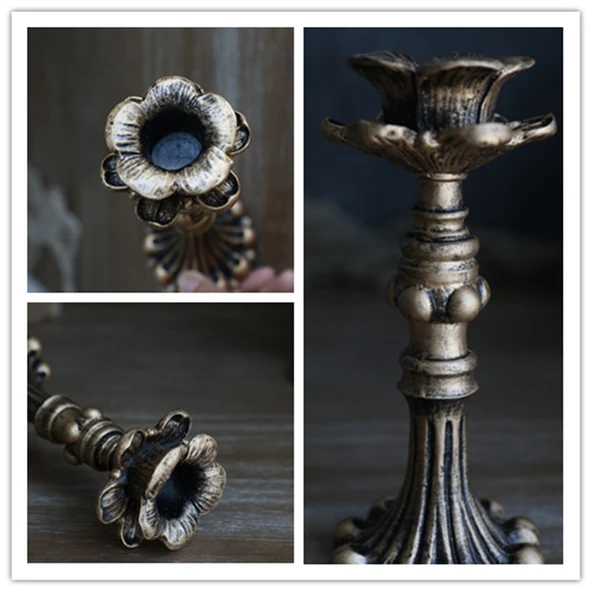 Fransız Retro Şamdan - Bronz + Mum - 11