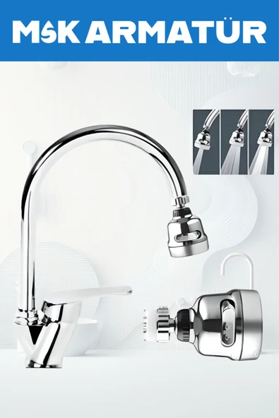 Krom Baston Oynar Başlıklı Eviye Bataryası Çeşmesi ürün görseli 1