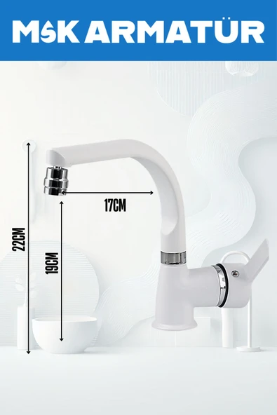 Beyaz Balık Sırtı Delta Lavabo Bataryası Oynar Başlıklı Çift Su Girişli Lavabo Musluğu Çeşme - Resim 2