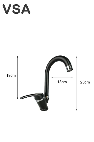 Siyah Mix Lavabo Bataryası Aç Kapa Musluk - Resim 4