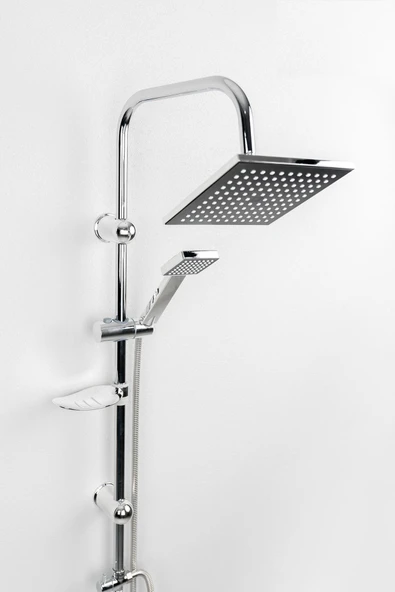 Krom Tepe Yağmurlama Robot Duş Sistemi Ve Siyah Banyo Bataryası Mix-2'Li Defne Serisi - Resim 2