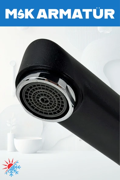 Siyah Krom Armut Balıksırtı Lavabo Bataryası Çeşmesi - Resim 3