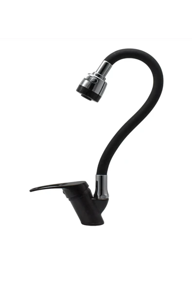 Bdl Siyah 2 Fonksiyonlu Oynar Borulu Mutfak Eviye Bataryası Musluğu Garantili - Resim 2