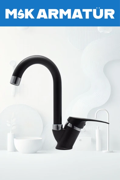 Siyah Krom Baston Lavabo Bataryası Çeşmesi - 2