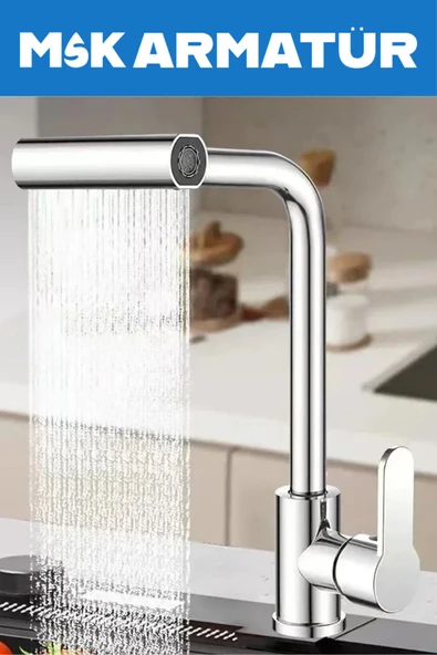 Krom Köşe Borulu 4 Fonkyonlu Eviye Bataryası ürün görseli 1