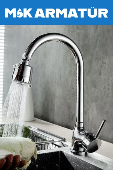 Krom Armut Baston 3 Fonksyonlu Eviye Bataryası Çeşmesi ürün görseli 1