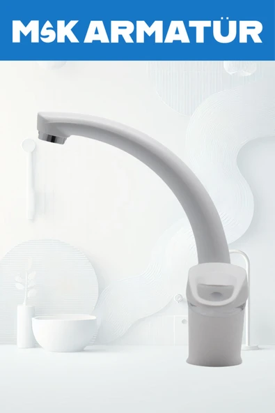 Beyaz Krom Mix Eviye Bataryası Çeşmesi - Resim 3