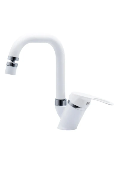 Beyaz Krom Köşe Borulu Lavabo Bataryası Mafsallı ürün görseli 1