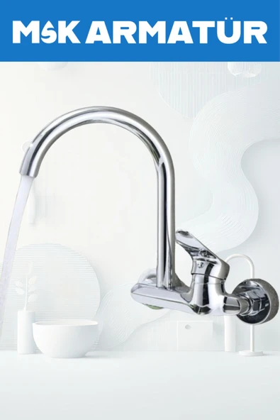 Krom Duvardan Baston Eviye Lavabo Bataryası - 1