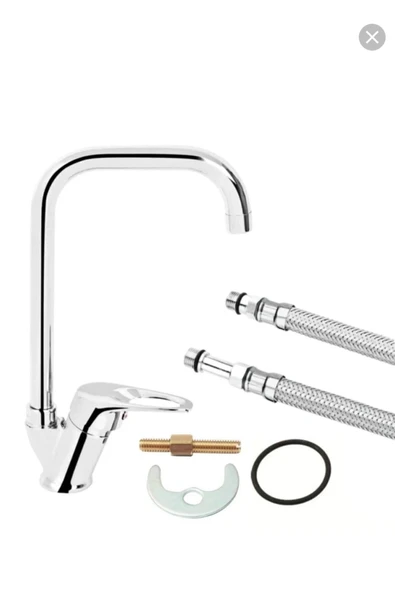 Köse Borulu Mutfak Eviye Bataryasi Çift Su Girişli - 3