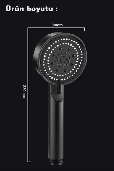 Raion Lüx Mat Siyah 5 Fonksiyonlu Sağlam Yapılı Kaliteli Banyo Duş Başlığı Kaliteli Duş Telefonu - Resim 7