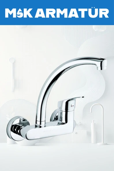 Krom Duvardan Mix Eviye Ve Lavabo Bataryası ürün görseli 1