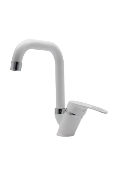 Beyaz Krom Köşe Borulu Lavabo Bataryası - 2