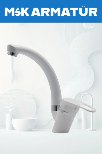 Beyaz Krom Mix Eviye Bataryası Çeşmesi - Resim 2