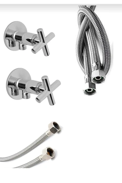 Krom Koç Taharet Musluğu 70Cm Flex 2 Li Set