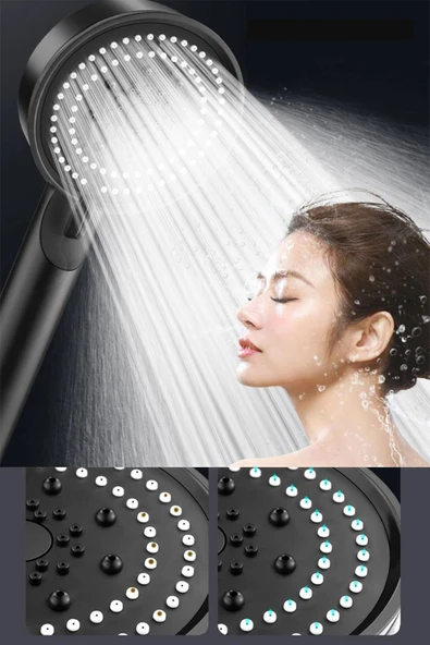 Raion Lüx Mat Siyah 5 Fonksiyonlu Sağlam Yapılı Kaliteli Banyo Duş Başlığı Kaliteli Duş Telefonu - Resim 4