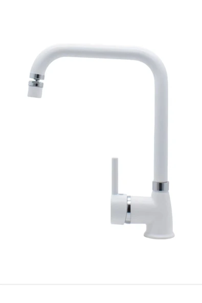 Beyaz Krom Armut Köşe Borulu Eviye Bataryası Mafsallı - Resim 3