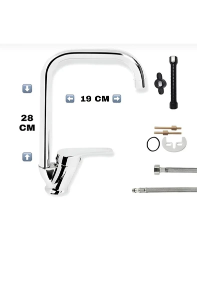 Köse Borulu Mutfak Eviye Bataryasi Çift Su Girişli - 4