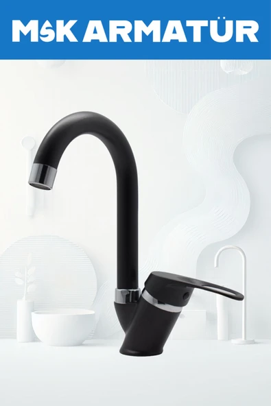 Siyah Krom Baston Lavabo Bataryası Çeşmesi - 1