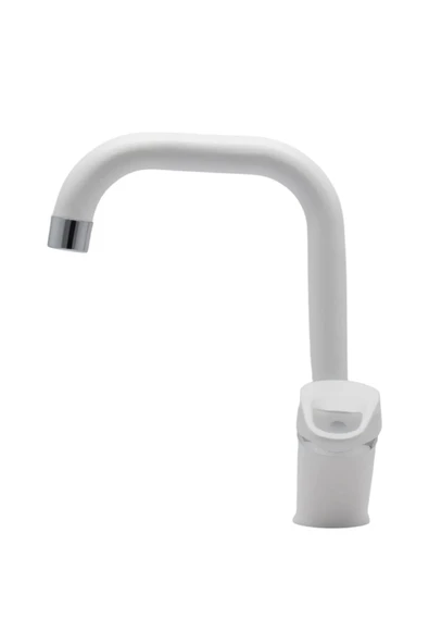 Beyaz Krom Köşe Borulu Lavabo Bataryası