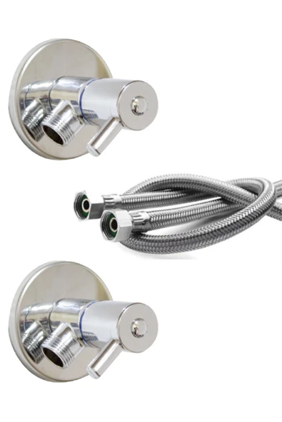 Krom Cubuk Taharet Musluğu 70 Cm Flex 2 Li Set
